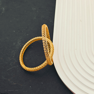 2 PC Set - Women Golden- AD Stone Bangles(2.10 Size)