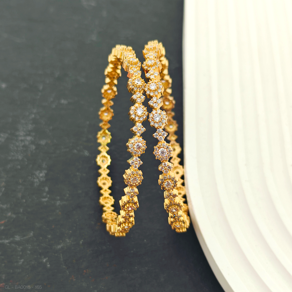 2 PC Set - Women Golden- AD stones-diamond- Bangles(2.10 Size)