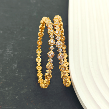 2 PC Set - Women Golden- AD stones-diamond- Bangles(2.10 Size)