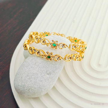 2 Pc Cz Emerald stone Bangle Set