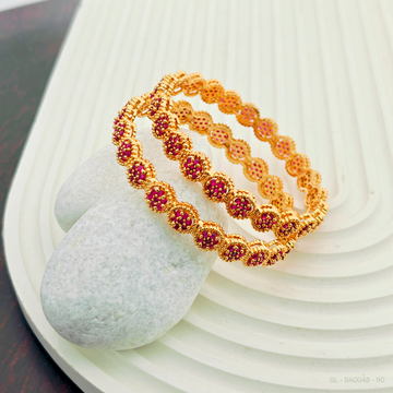 Ruby Stone Circular Bangle Set