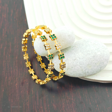 2 PC  set American Diamond Bangles - Green White