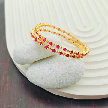 Gold finish AD Stone Ruby Bangle Set
