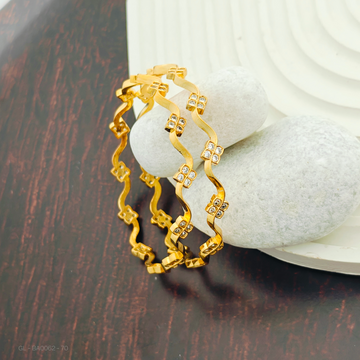 Gold finish AD Stone Bangle Set - White