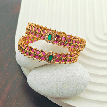 2 Pc set Ruby Emerald Bangles Set
