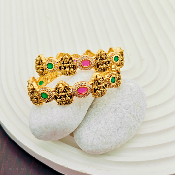 2 Pc set Ruby Emerald Lakshmi  Bangles Set