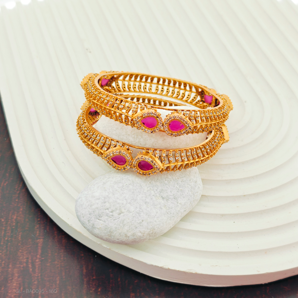 2 Pc set cz stone Bangles Set