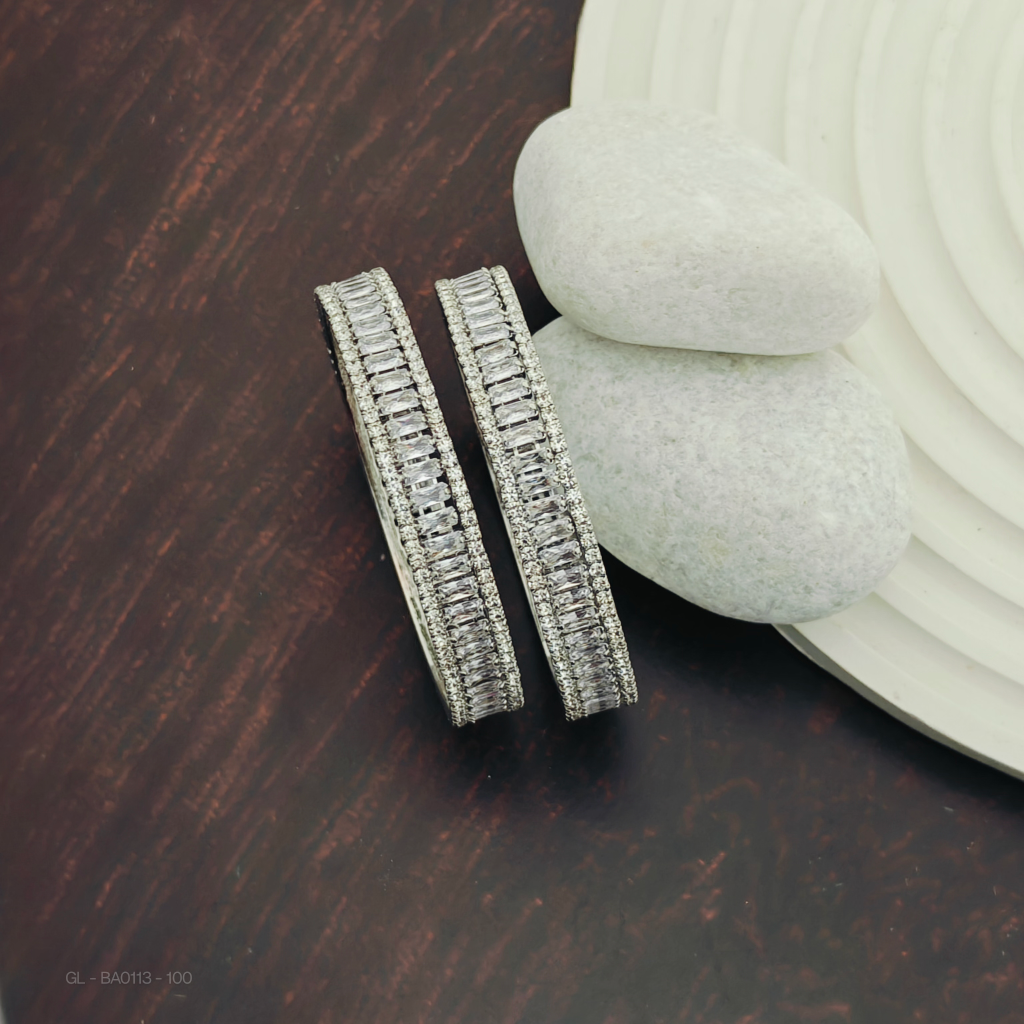 Silver finish AD stone designer  Bangles