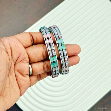 Silver finish  Multi-AD Stone  designer  Bangles