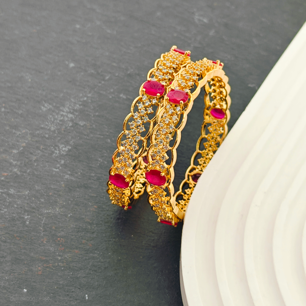 2 PC Set -  AD ruby Bangles (Teens)