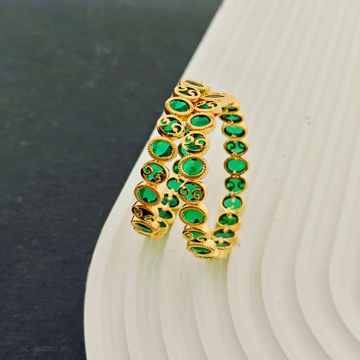 Kids Bangles 2 pc set Green AD stone