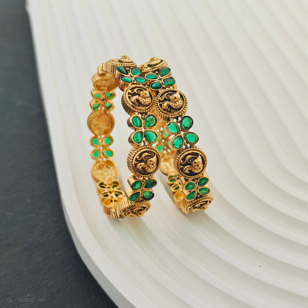 Kids Bangles 2 pc set Floral Design AD stone