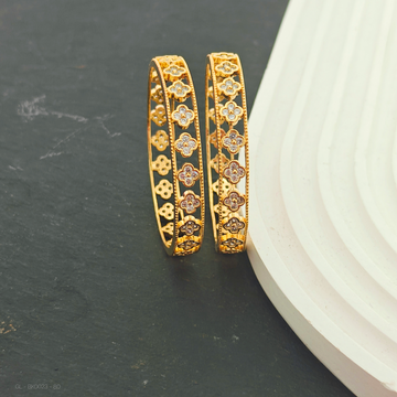 Kids Bangles 2 pc Set-AD Stone floral