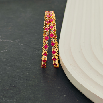 Kids-2 PC set Sleek Bangles - AD Ruby