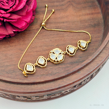 Polki Golden Bracelet-Floral - Design