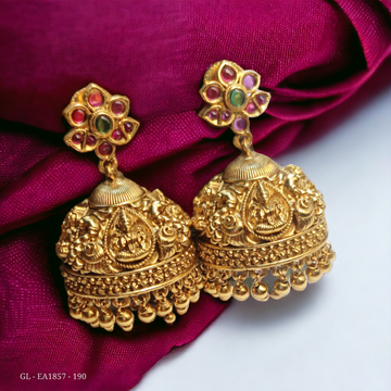 Gold Finish Kemp Temple Jhumkas GL-EA1857-168