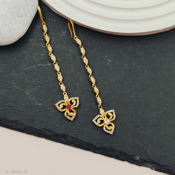 Gold finish AD- Ruby -white Tikka / Nethichutti