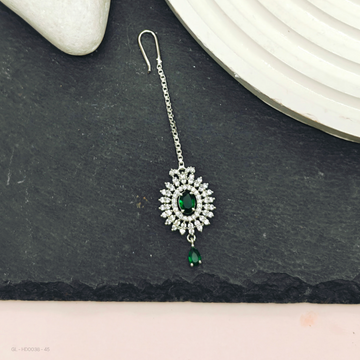 Silver finish AD Stone -Tikka / Nethichutti
