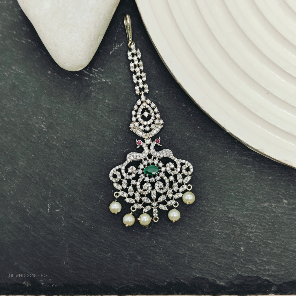 Silver finish AD- pastel-Tikka / Nethichutti