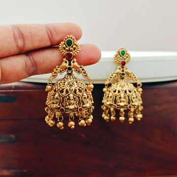 Gold finish-Peacock Temple Jhumkas