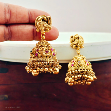Gold finish-peacock design Jhumkas