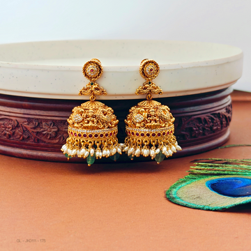 Gold finish-Lakshmi-peacock-design-Bridal-jhumka
