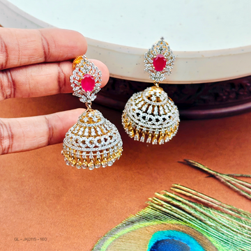Gold finish-AD-Ruby-Stone-jhumkas