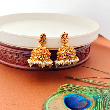 Gold finish-Peacock top-Lakshmi-design-jhumkas
