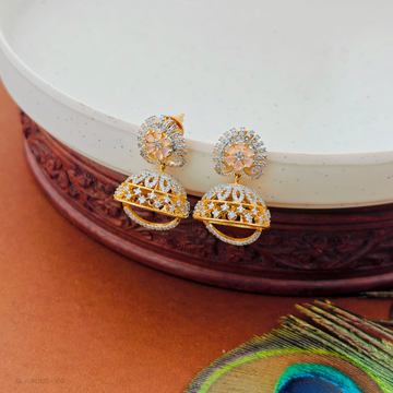 Gold finish-AD-Stone-Floral-design-jhumkas