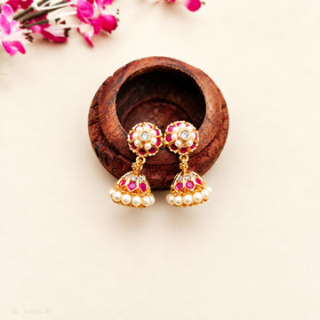 1 gram gold screw back Jhumkas  - Design 15