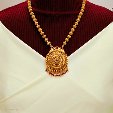 Traditional Geometrical Design Pendant Haram with Gold Beads