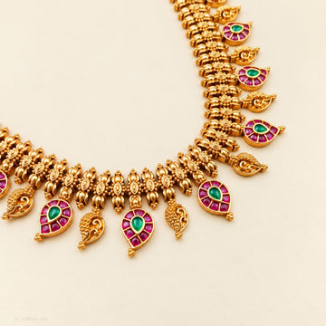 Gold plated Traditional Manga Ruby- Emerald Long Haram