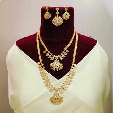 Micro gold finish-Ruby Emerald stones Combo Set