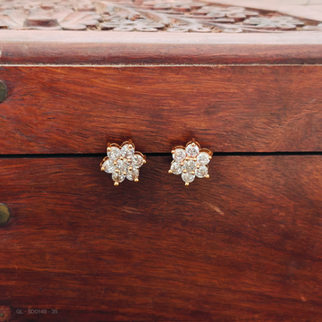Gold plated-AD stone-Floral- Studs