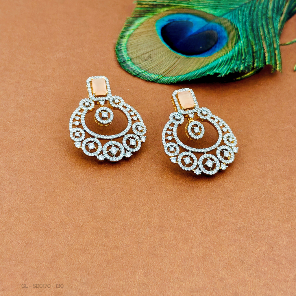 AD-Mint Orange-Stone-Party wear-stud