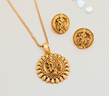 Radhe Krishna Golden Locket set