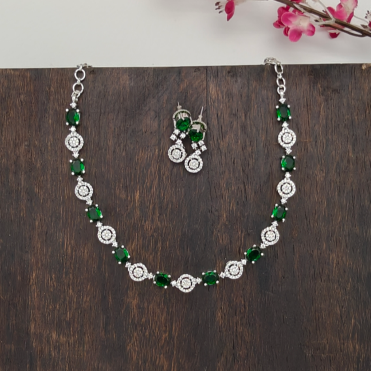 American Diamond necklace - Emerald Stone GL-SHO1758-130