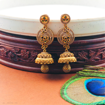 Matt gold finish Concentric circular Jhumkas