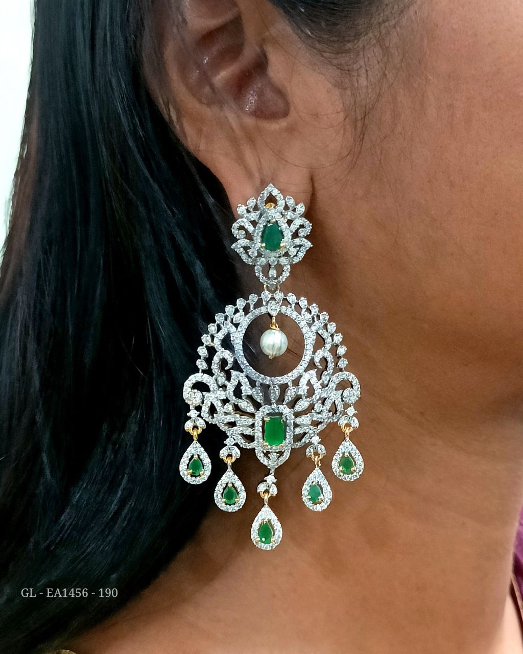 2 in 1 AD Emerald Dangler Earrings GL-EA1456-190