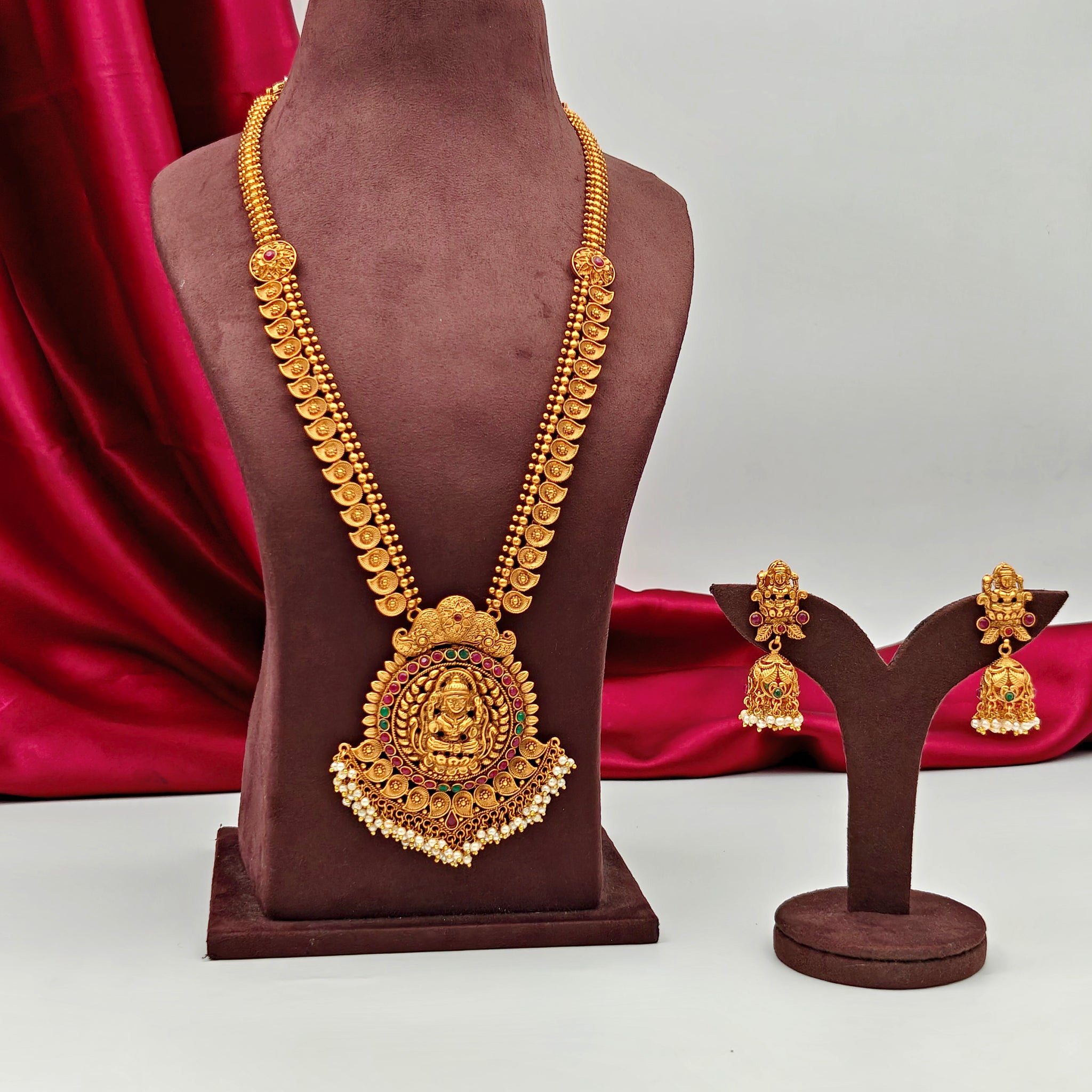 Antique Matt gold Temple Long Necklace