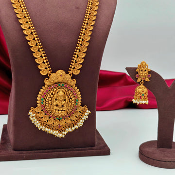 Antique Matt gold Temple Long Necklace