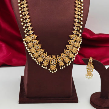 Cz coin peacock long Necklace set