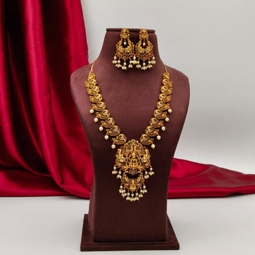 Antique gold Lakshmi - floral Necklace