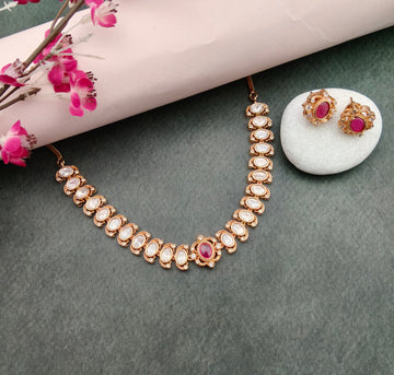 Polki Kundan golden ruby necklace