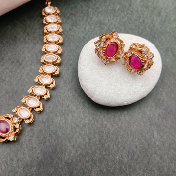 Polki Kundan golden ruby necklace