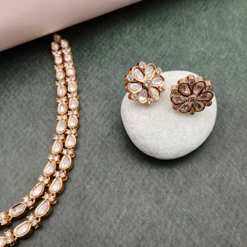 Polki Kundan 2 layer floral necklace