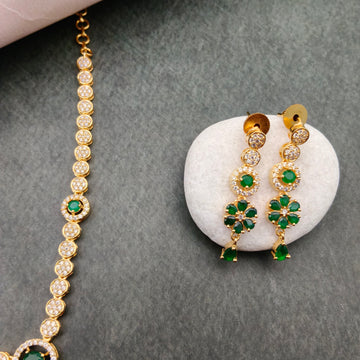 American Diamond & Emerald stone necklace