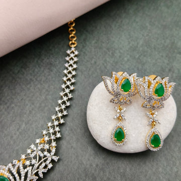 American Diamond Lotus Necklace