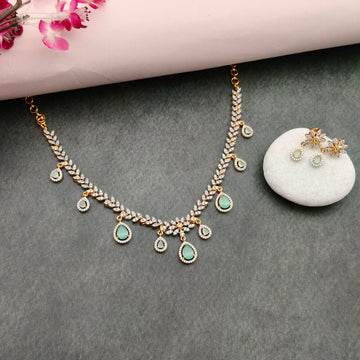 American Diamond Mint blue Necklace