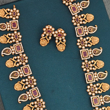 Kemp Ram parivaar ruby long necklace set
